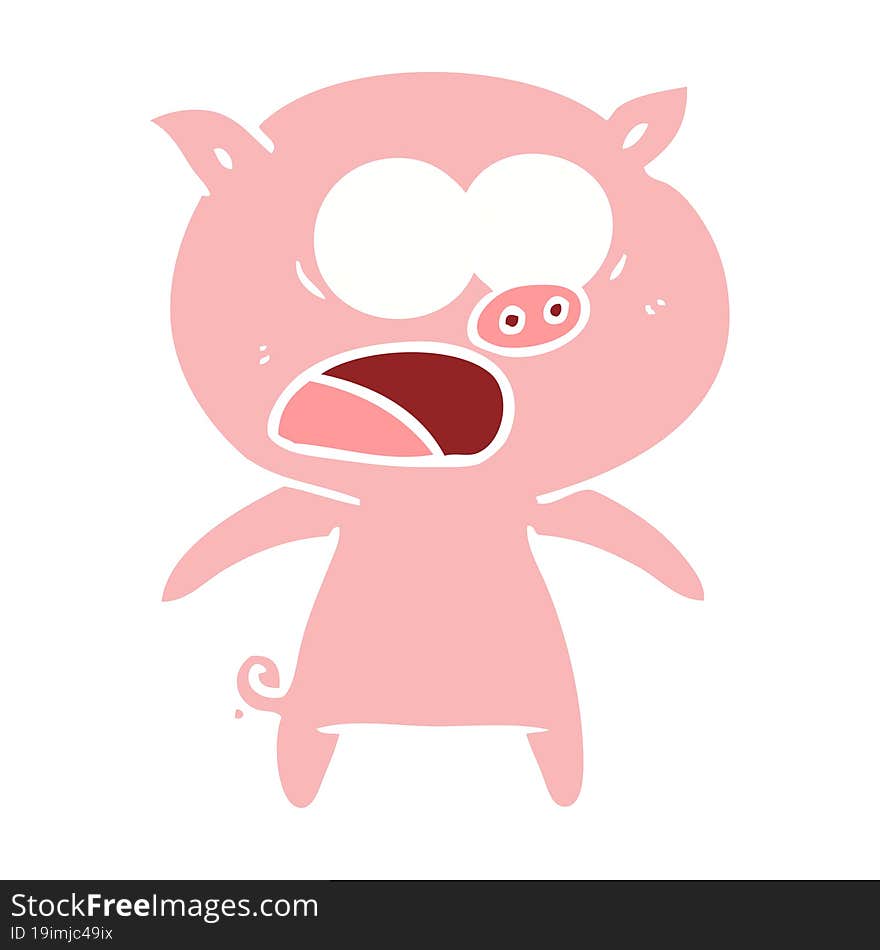 flat color style cartoon pig shouting