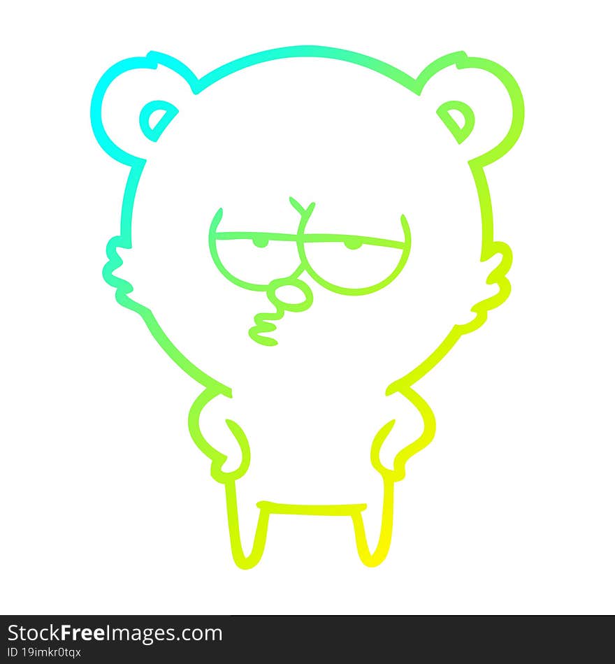 cold gradient line drawing bored bear cartoon