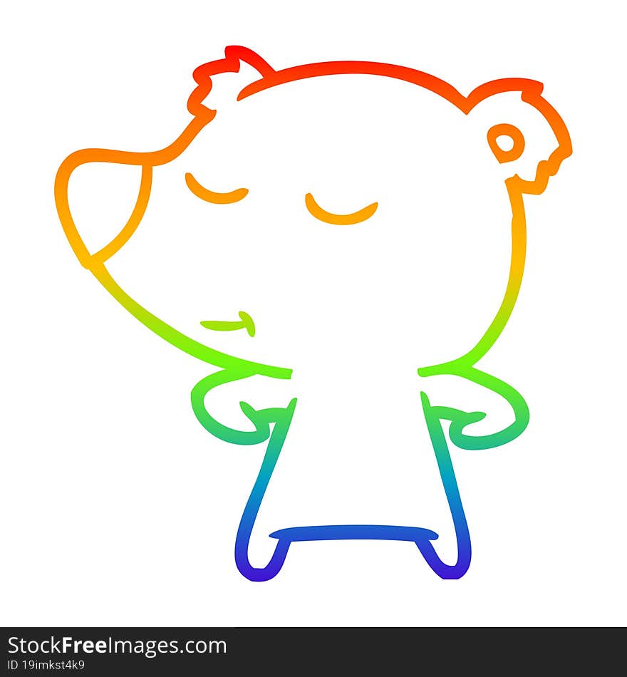 rainbow gradient line drawing happy cartoon polar bear