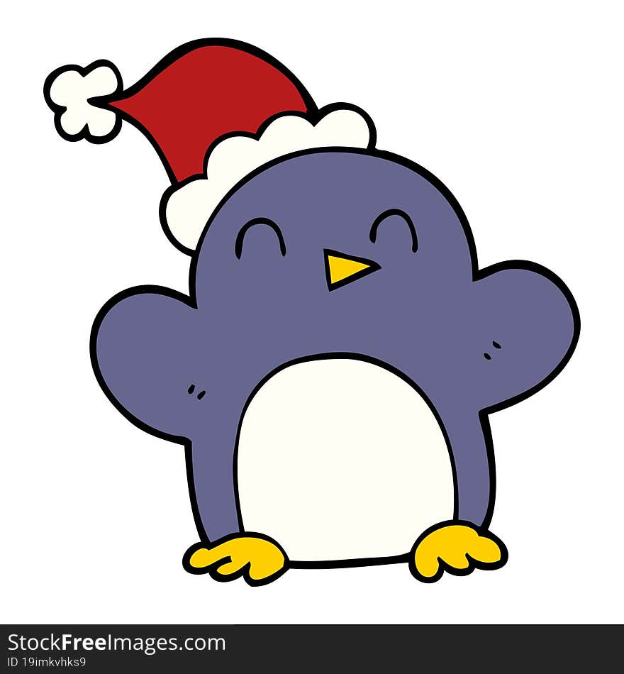 cartoon doodle christmas penguin