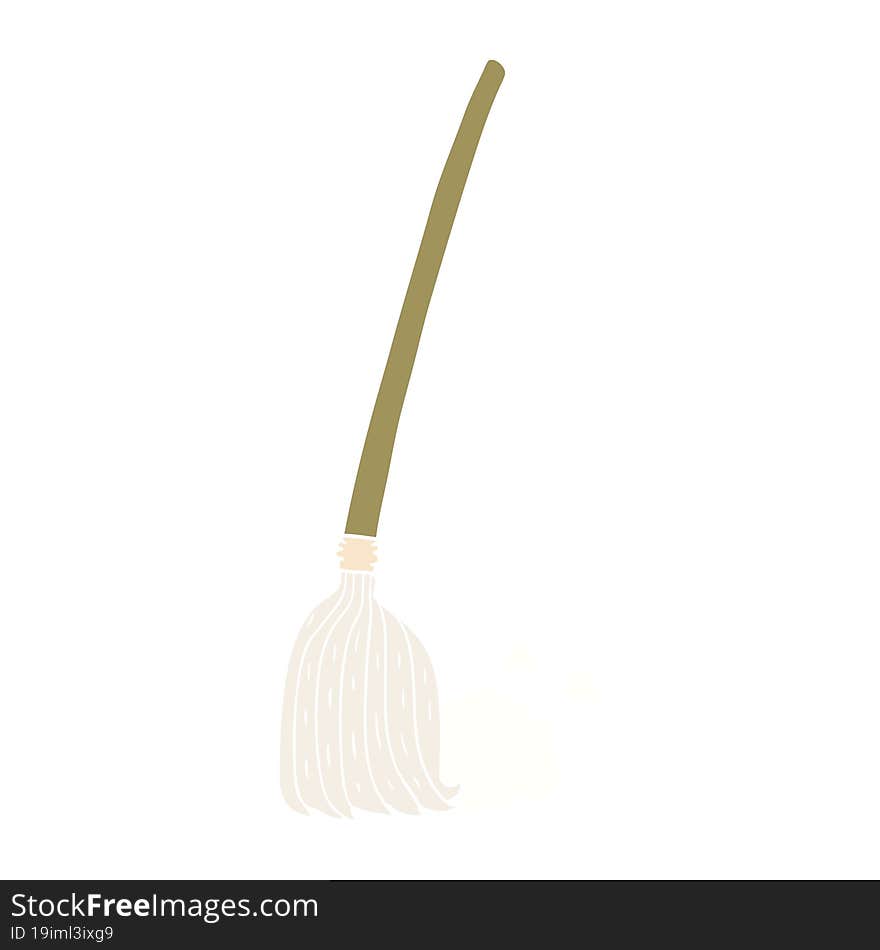 flat color style cartoon broom sweeping