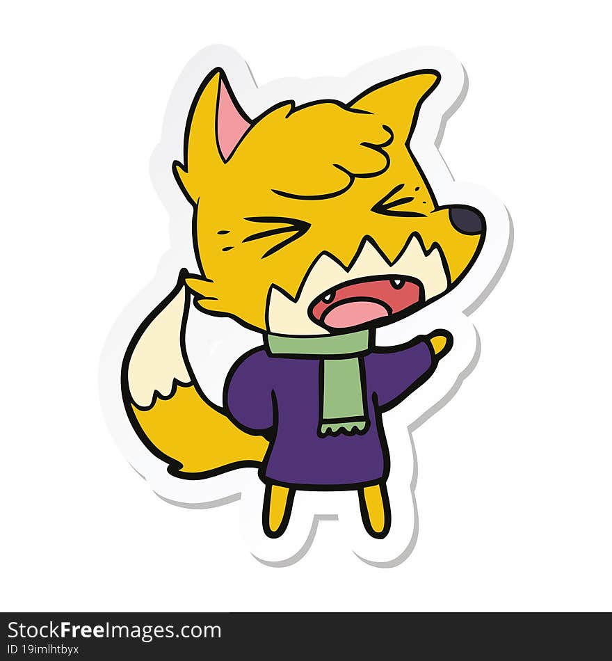 Sticker Of A Angry Cartoon Fox