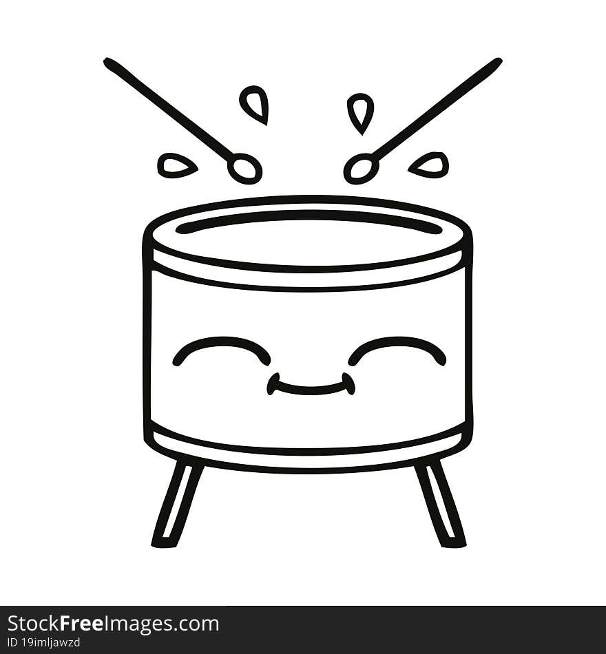 line drawing cartoon of a drum. line drawing cartoon of a drum