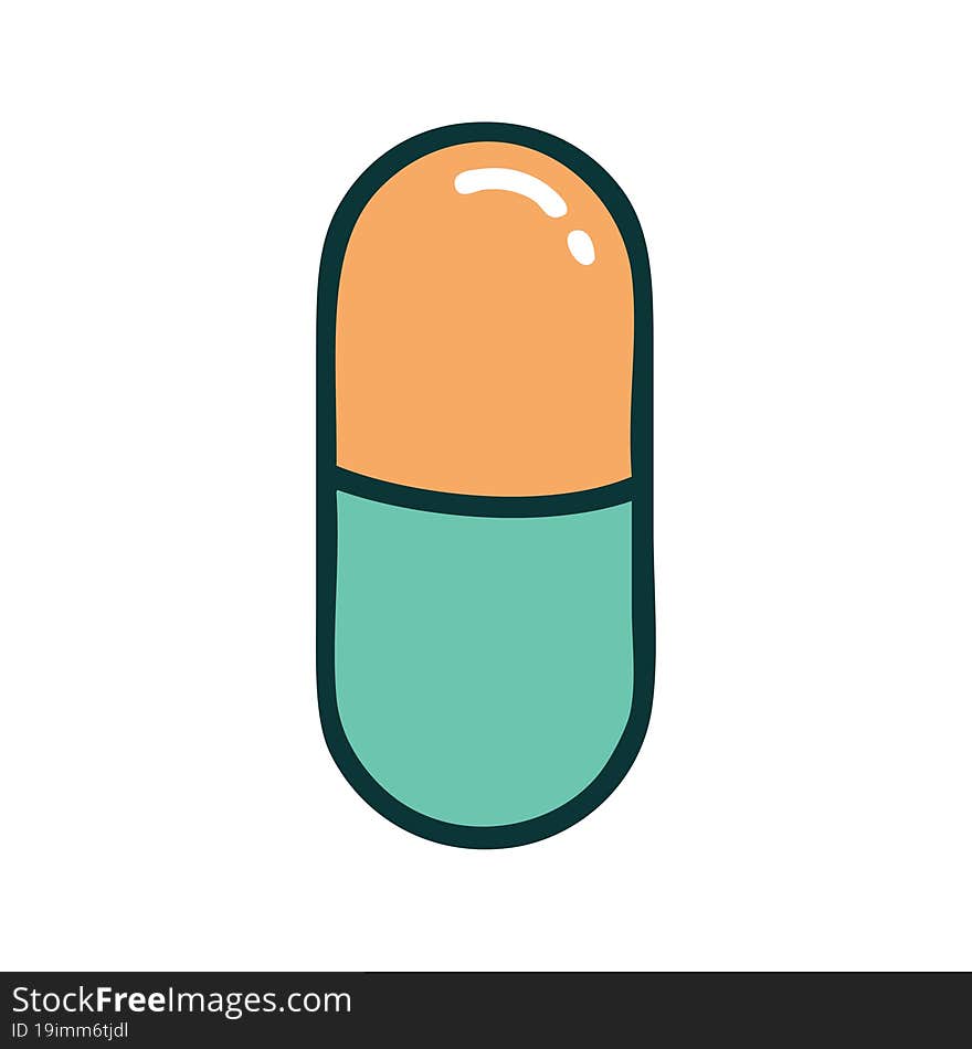 Tattoo Style Icon Of A Pill