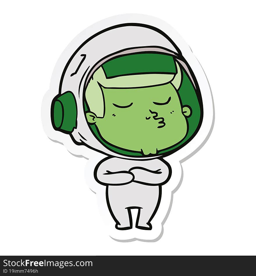 sticker of a cartoon confident astronaut