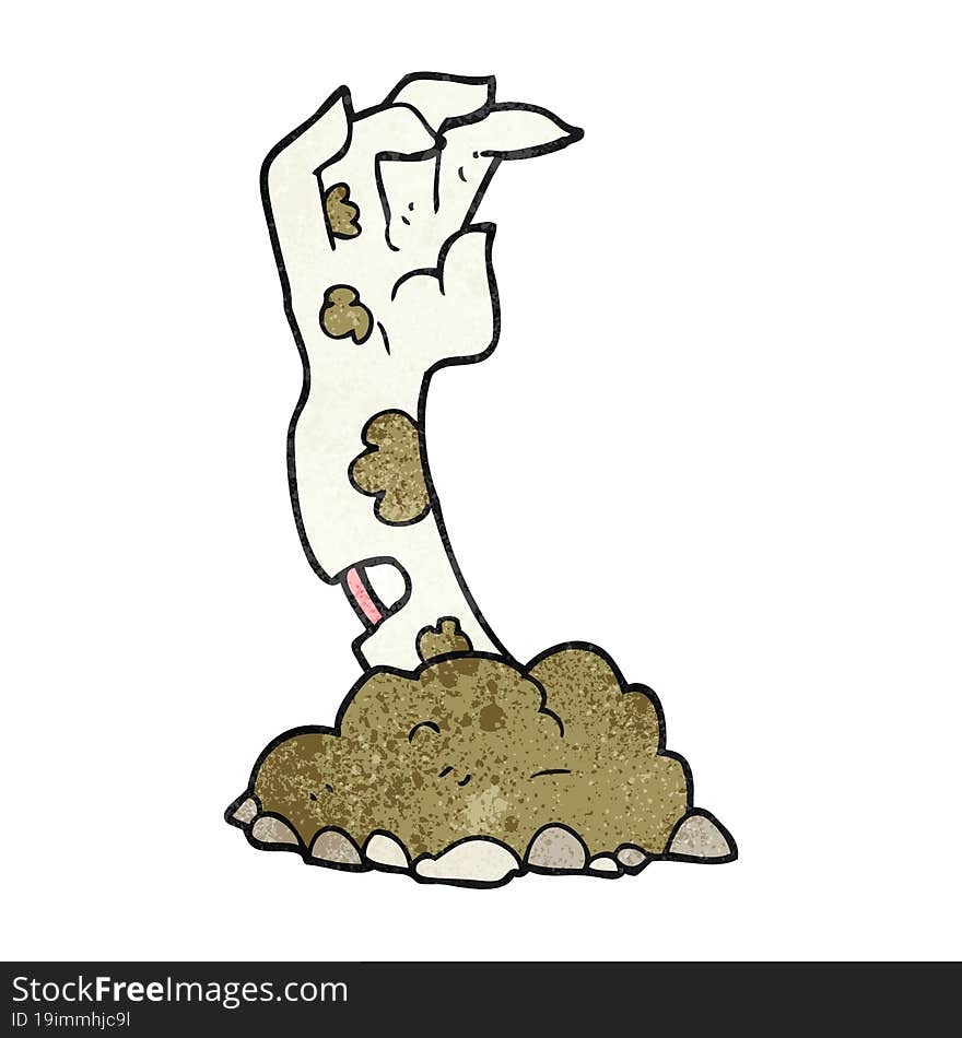 Textured Cartoon Zombie Hand Rising From Ground