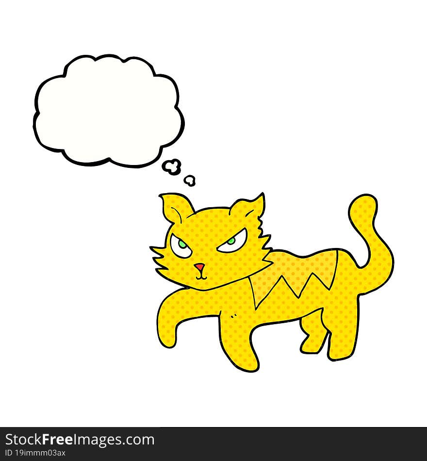 freehand drawn thought bubble cartoon cat