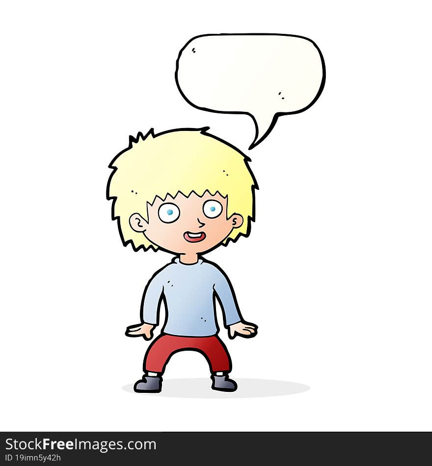 cartoon excited boy with speech bubble