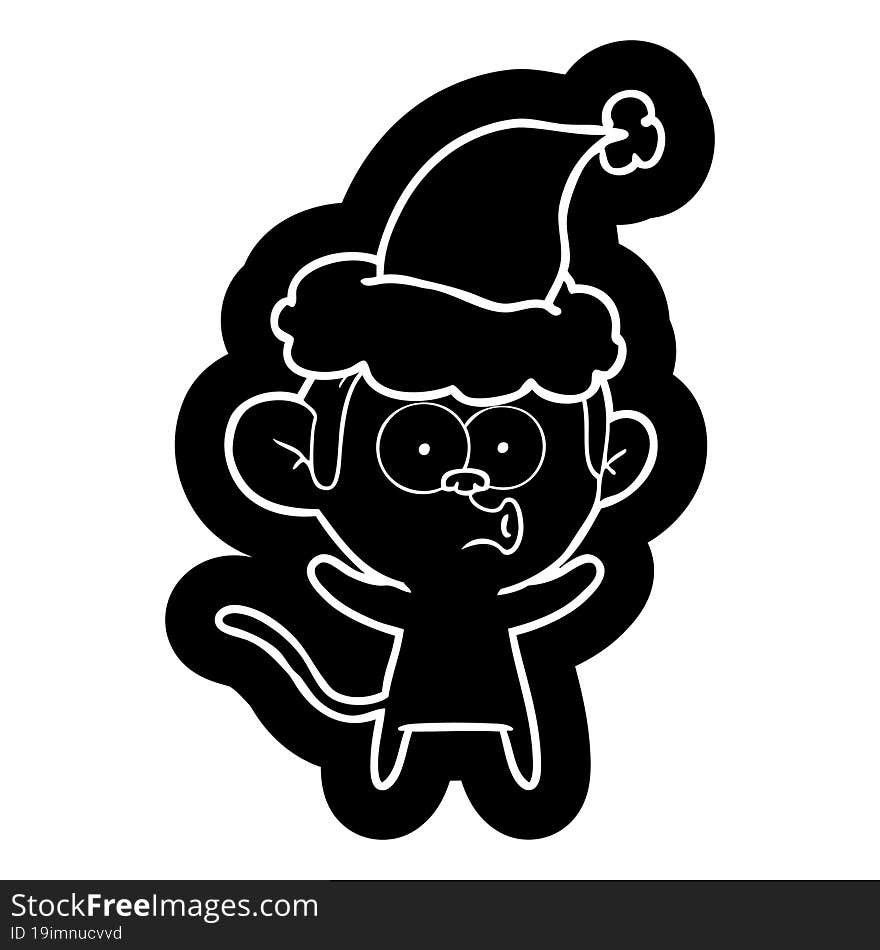 cartoon icon of a surprised monkey wearing santa hat