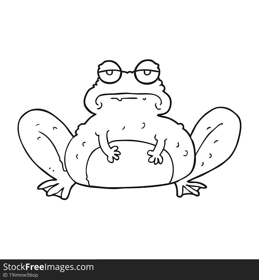 black and white cartoon frog