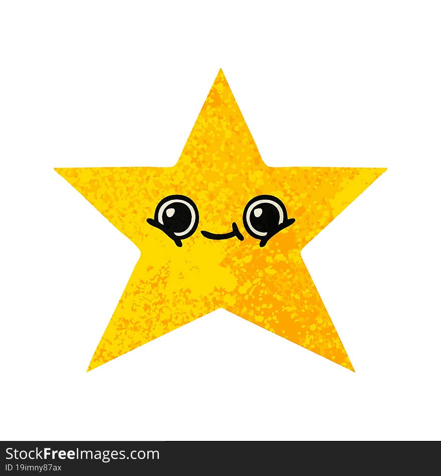 retro illustration style cartoon gold star