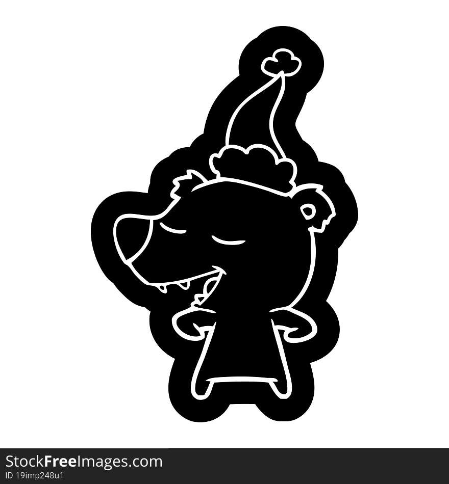 cartoon icon of a bear wearing santa hat