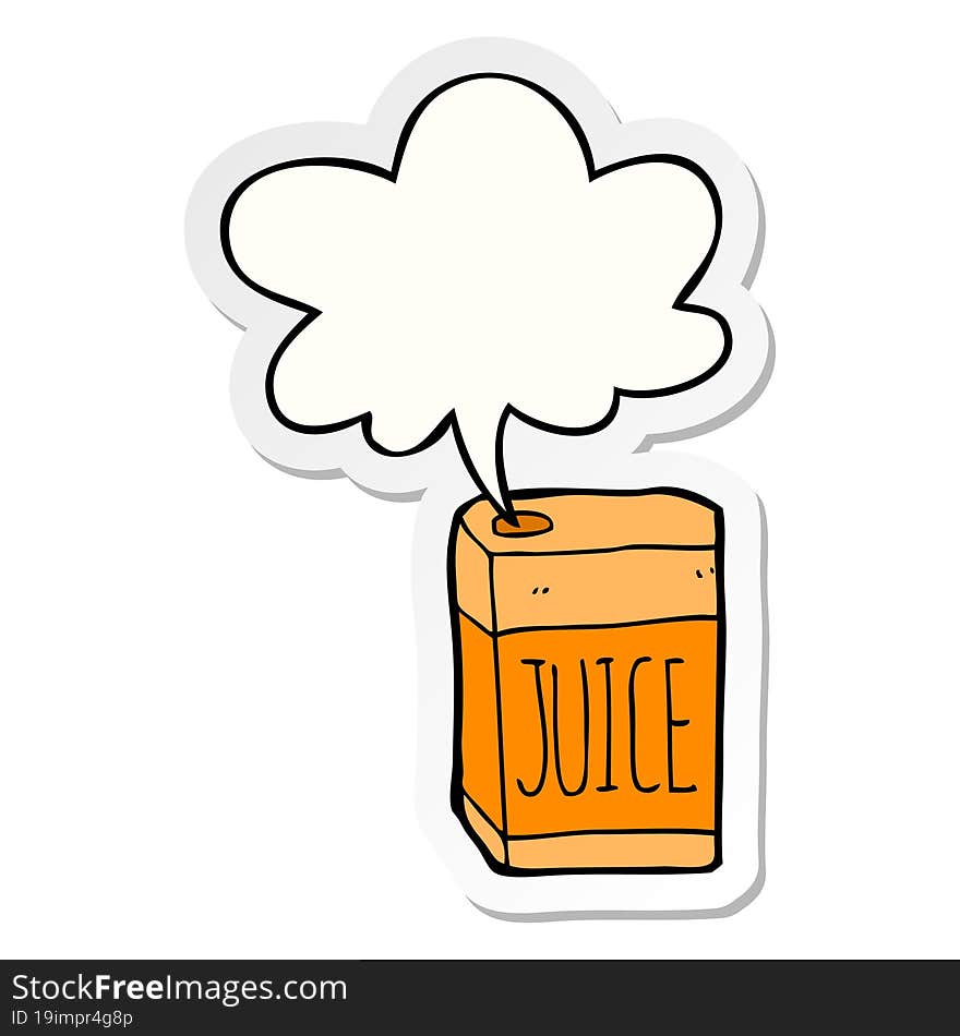 Cartoon Juice Box And Speech Bubble Sticker