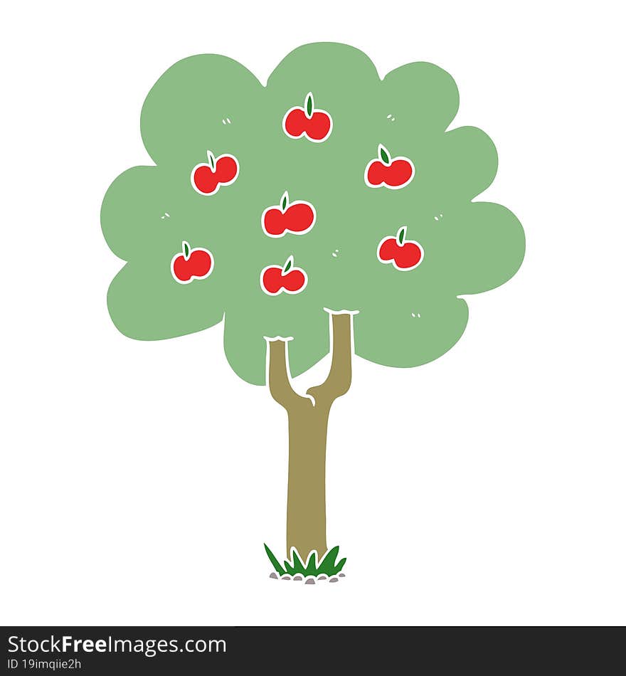 flat color style cartoon apple tree