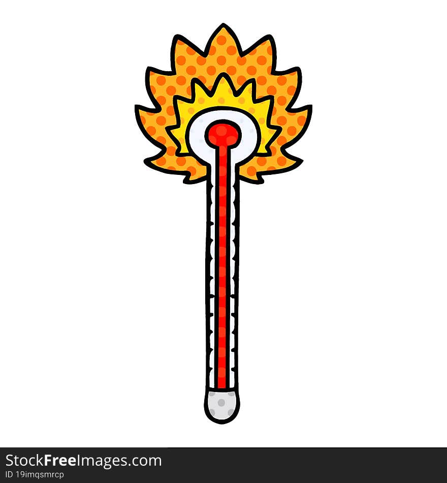 quirky comic book style cartoon hot thermometer