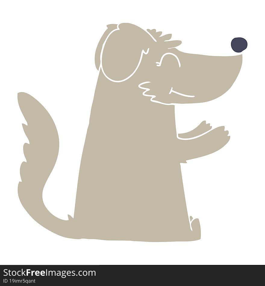 happy flat color style cartoon dog