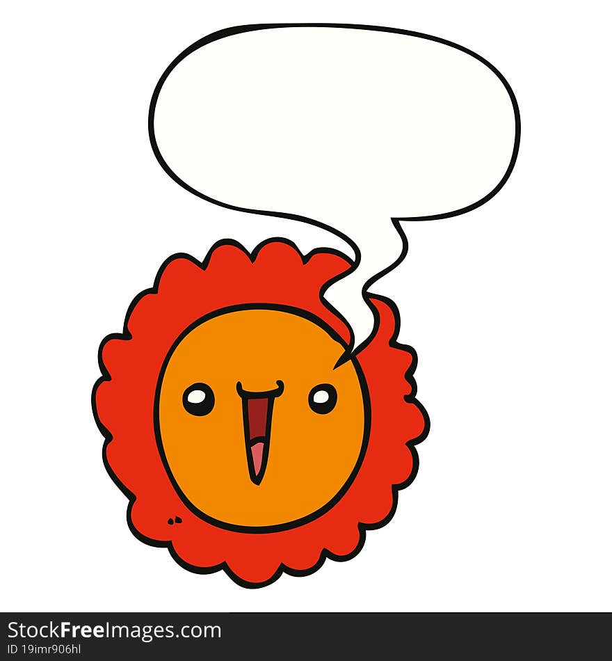 cartoon sunflower and speech bubble