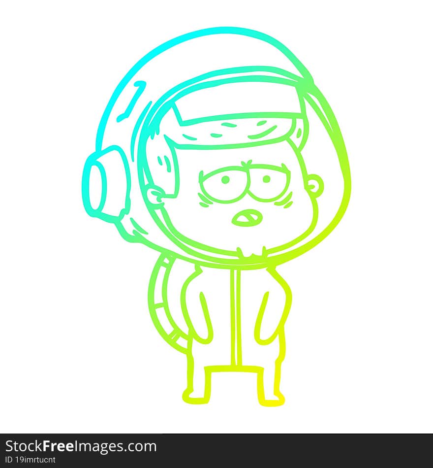 cold gradient line drawing cartoon tired astronaut