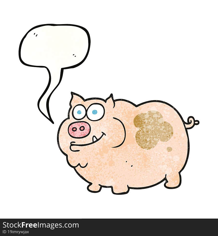 speech bubble textured cartoon pig