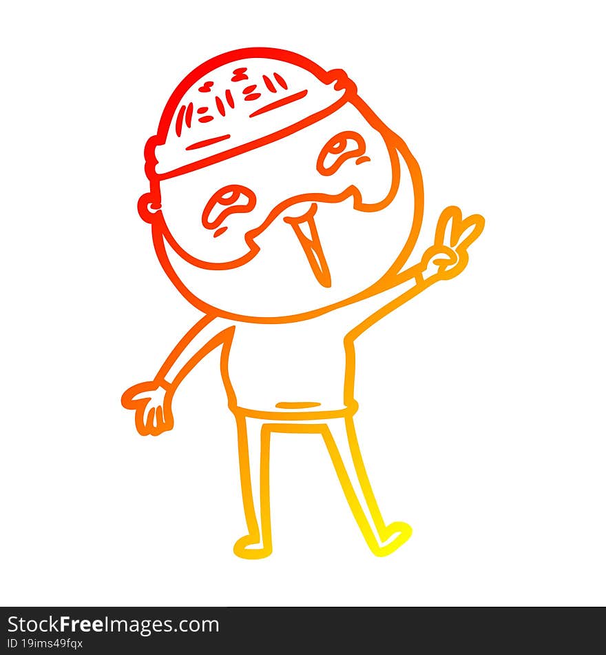 warm gradient line drawing cartoon happy bearded man