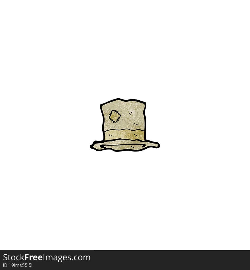 cartoon old battered top hat