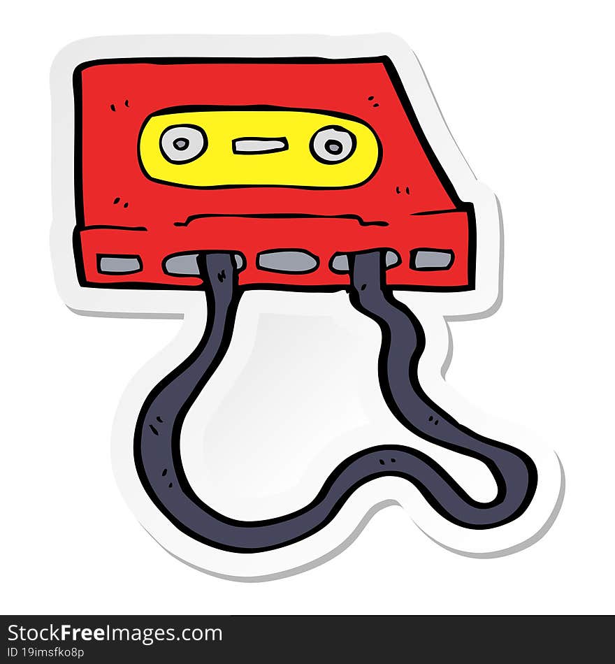 sticker of a cartoon cassette tape