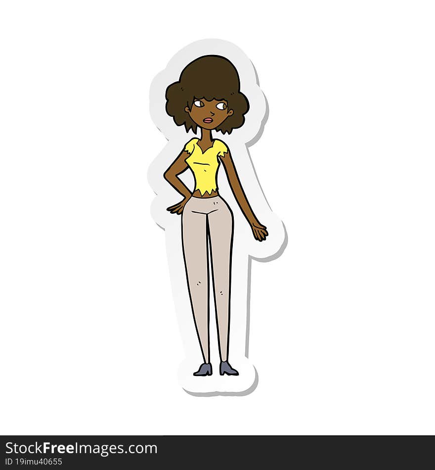 Sticker Of A Cartoon Pretty Woman