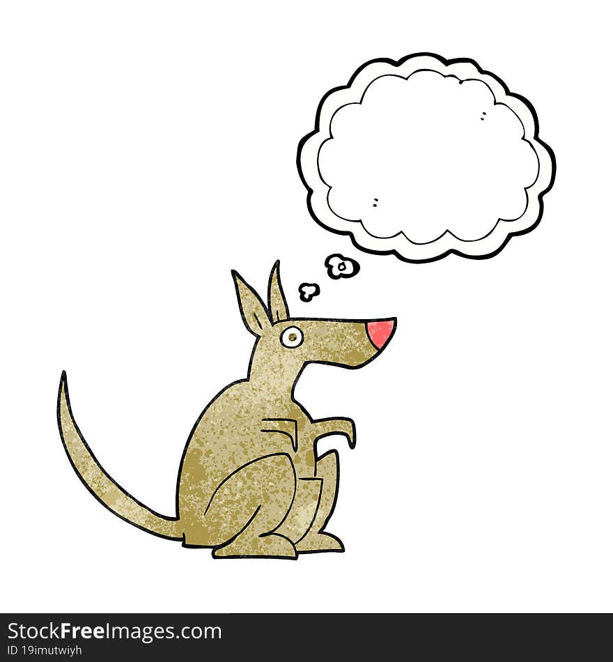 freehand drawn thought bubble textured cartoon kangaroo