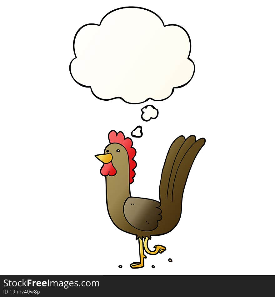 cartoon rooster and thought bubble in smooth gradient style