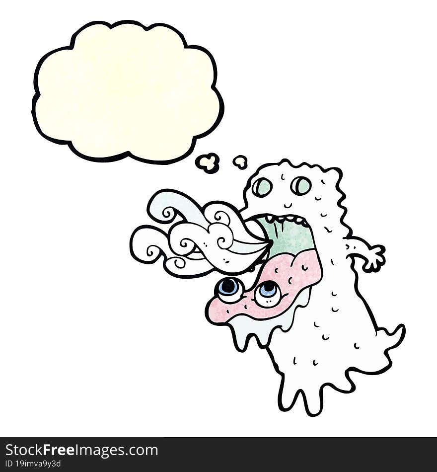 cartoon gross ghost with thought bubble