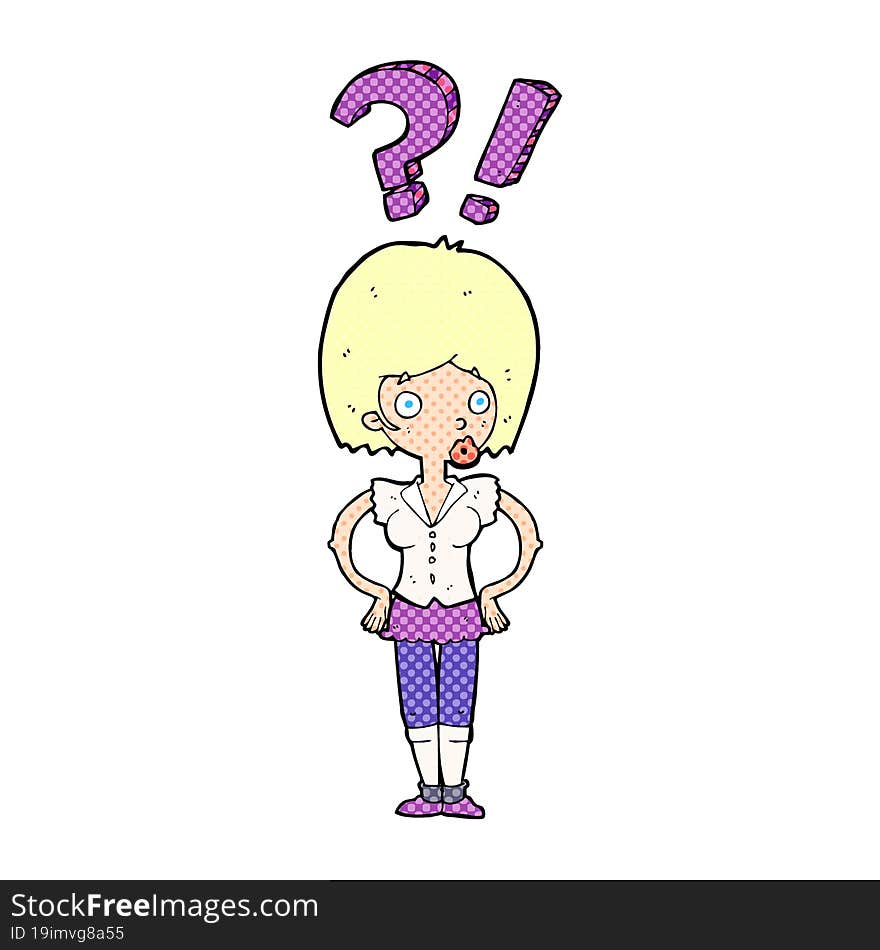 cartoon woman asking question