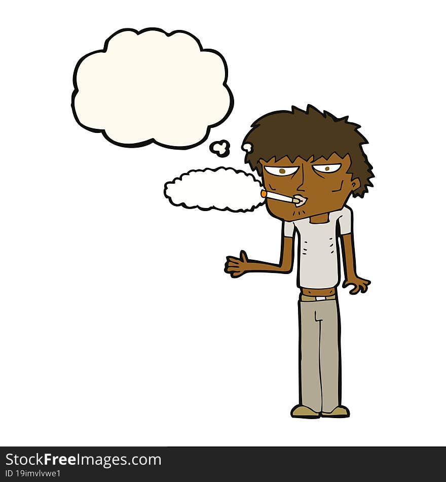 cartoon smoker with thought bubble