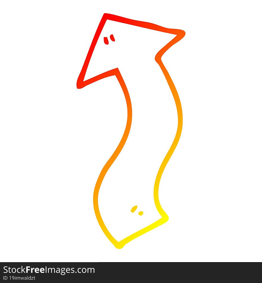 warm gradient line drawing cartoon directing arrow