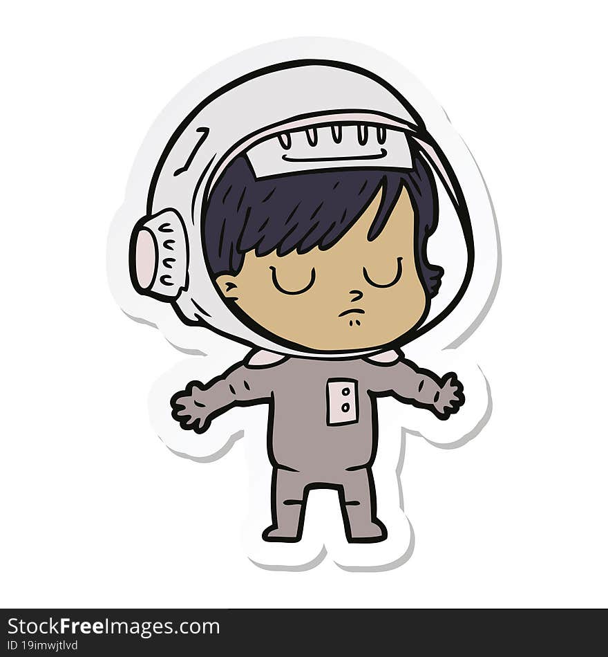 sticker of a cartoon astronaut woman