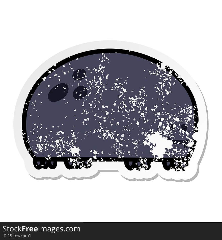 distressed sticker of a quirky hand drawn cartoon beetle