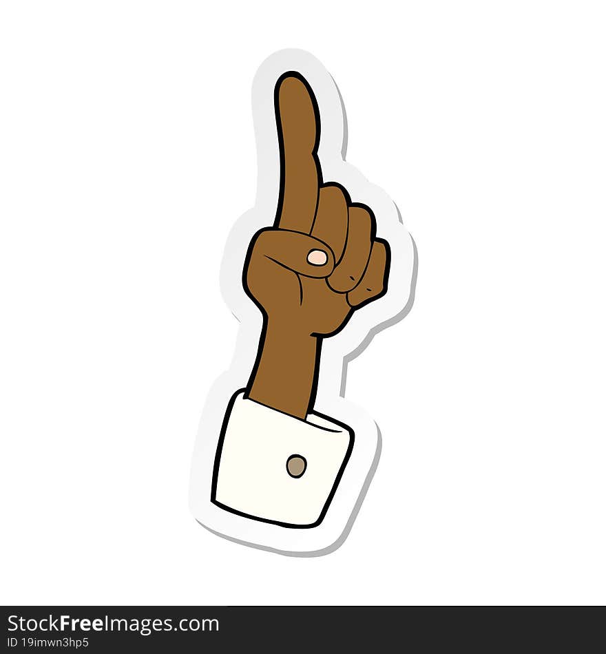 Sticker Of A Cartoon Pointing Hand