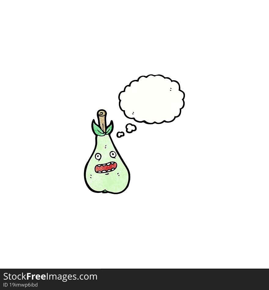 cartoon pear with thought bubble