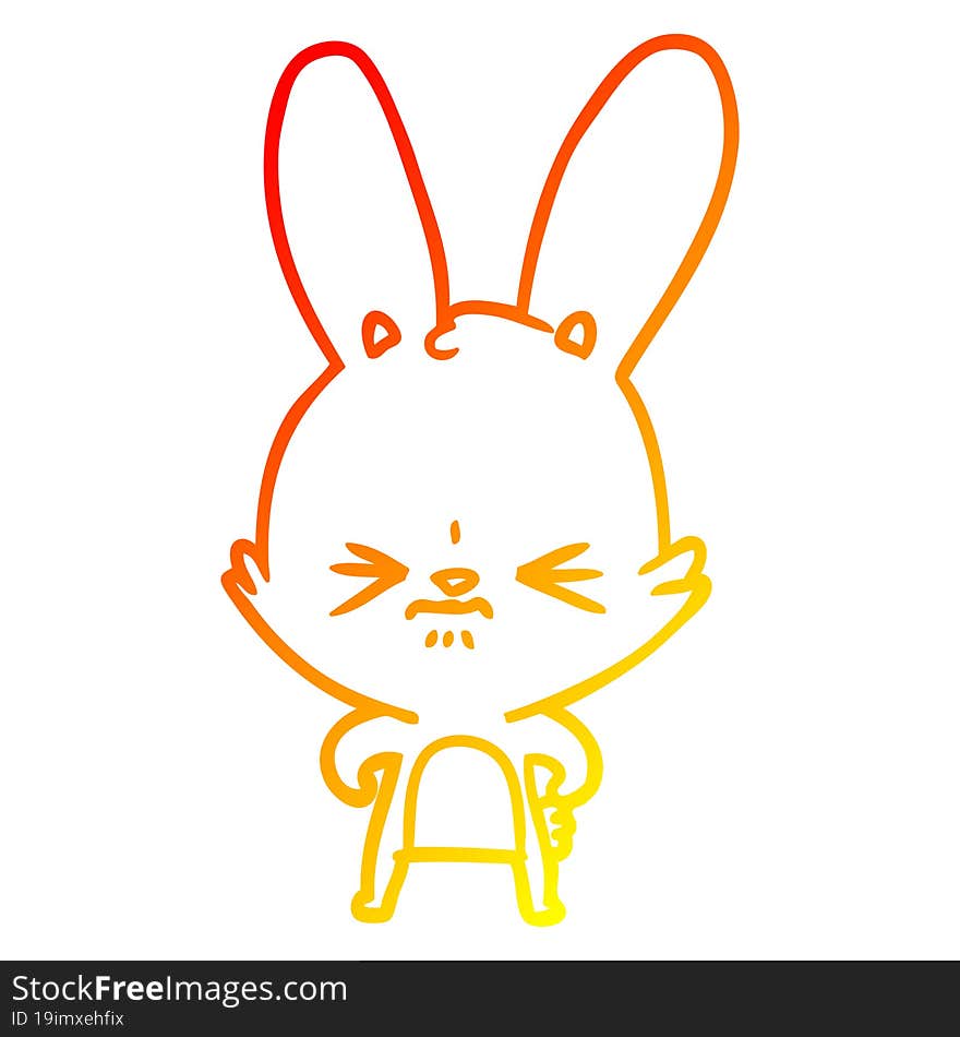 warm gradient line drawing cute cartoon rabbit