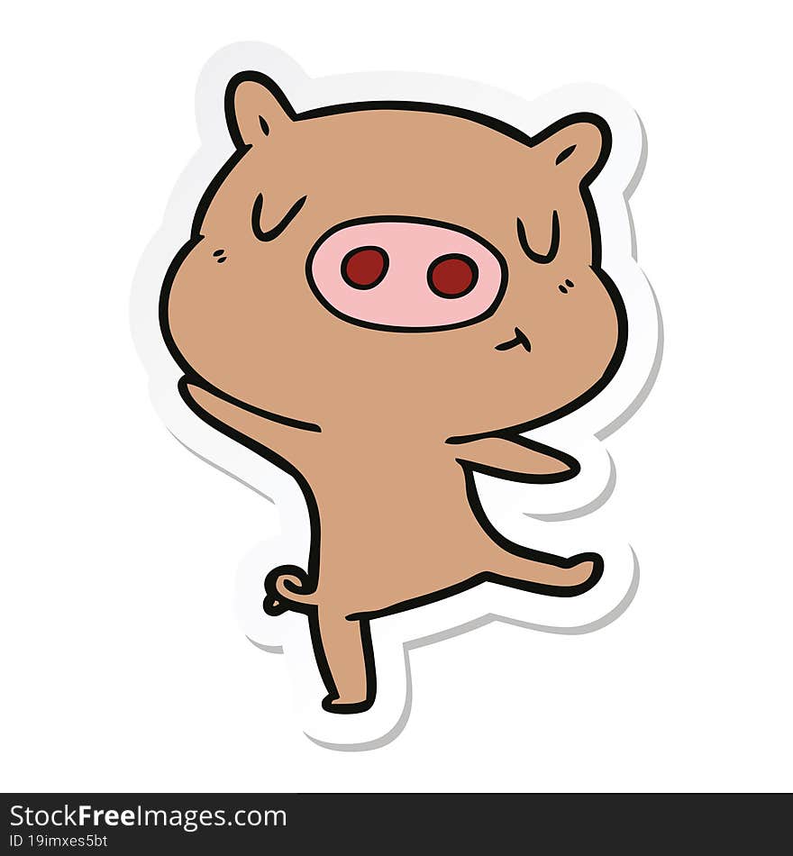 sticker of a cartoon pig dancing