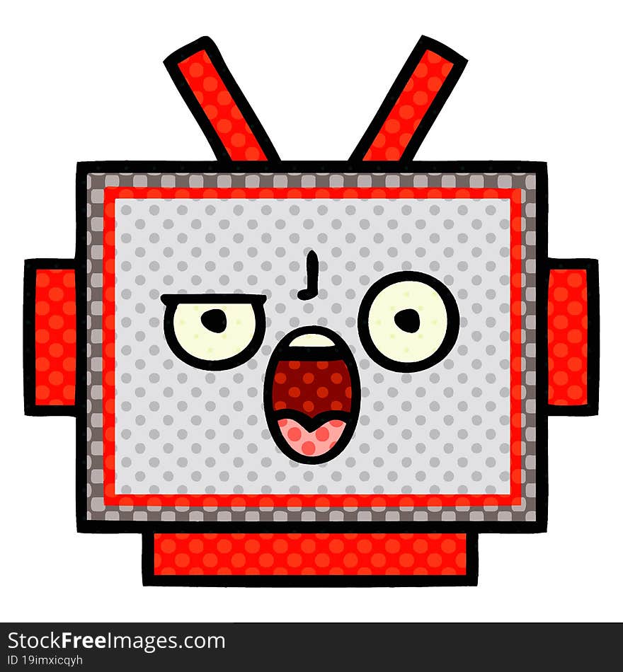 comic book style cartoon robot head