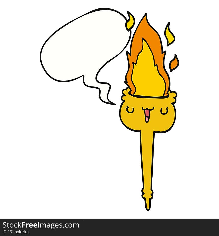 cartoon flaming torch and speech bubble