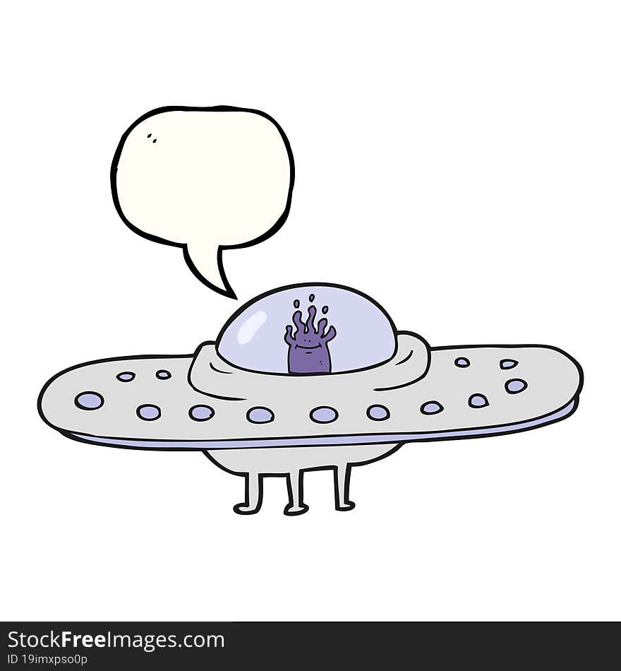 freehand drawn speech bubble cartoon flying saucer