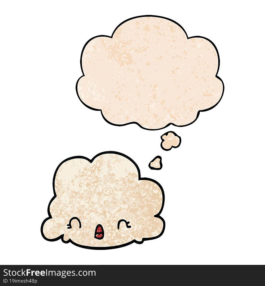 cartoon cloud and thought bubble in grunge texture pattern style