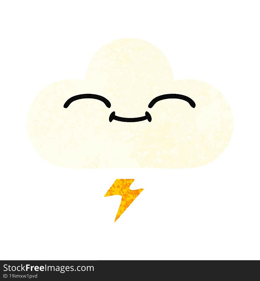 retro illustration style cartoon thunder cloud