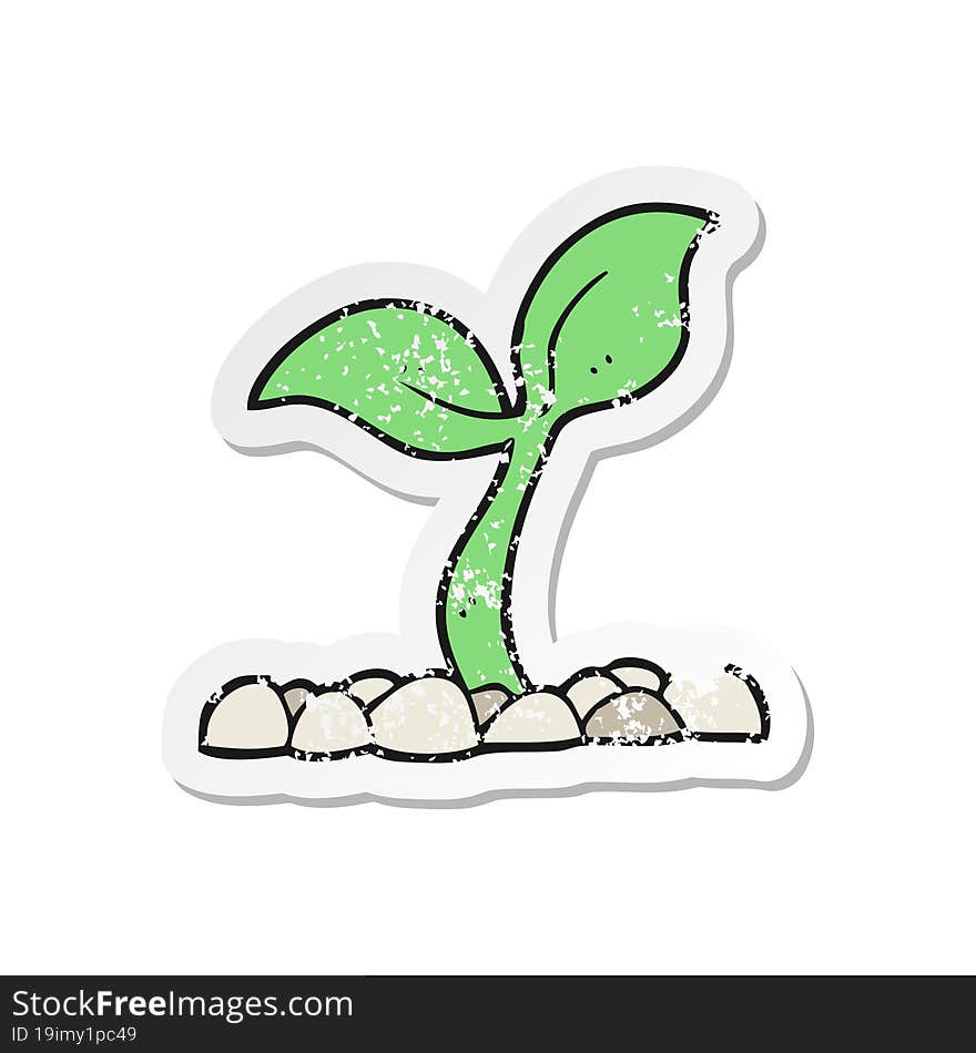 retro distressed sticker of a cartoon seedling