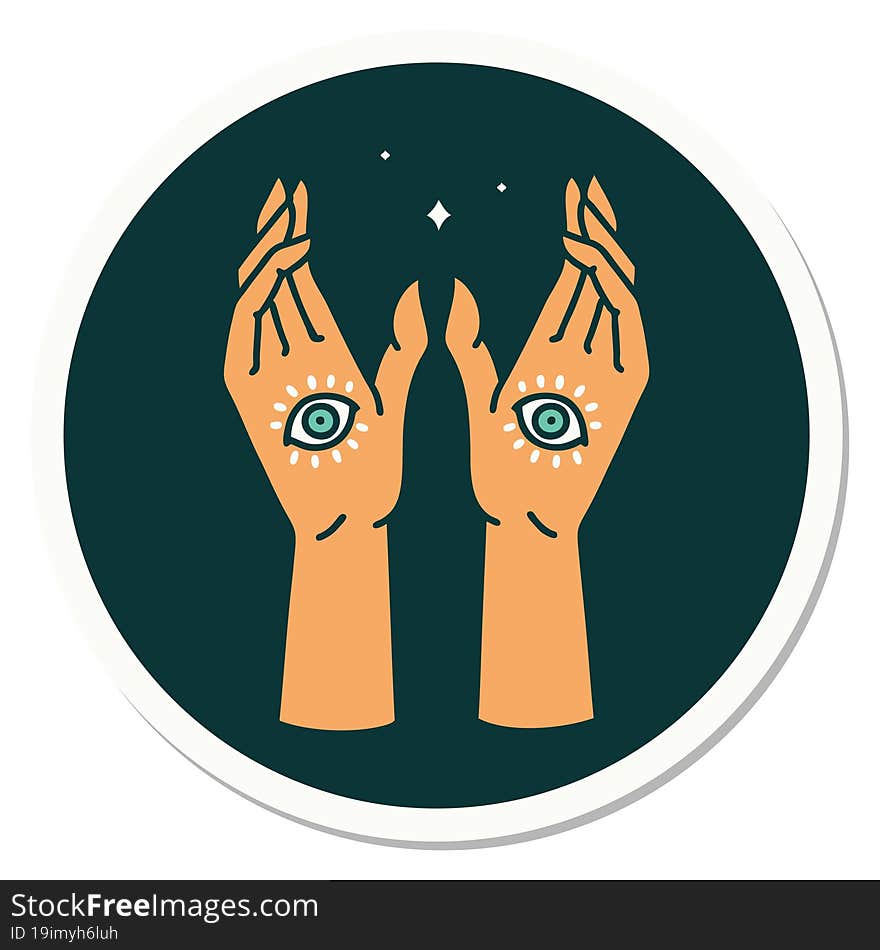 Tattoo Style Sticker Of Mystic Hands