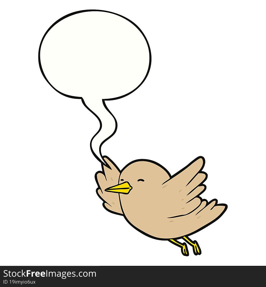 cartoon bird flying with speech bubble. cartoon bird flying with speech bubble