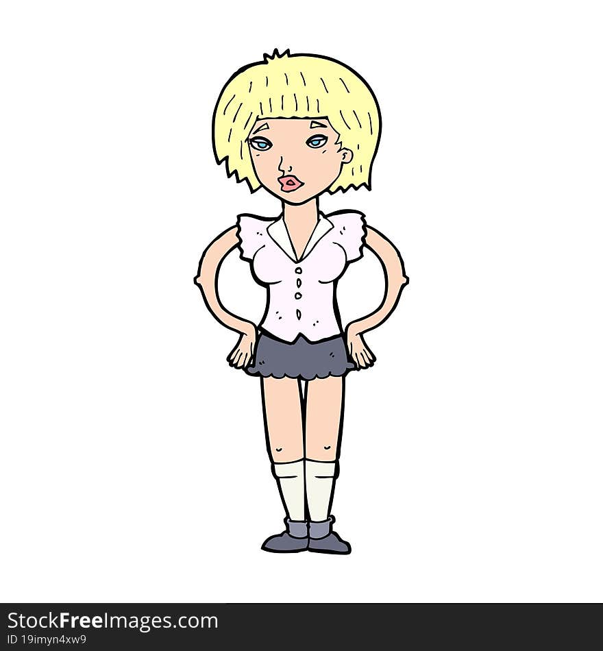 cartoon woman with hands on hips