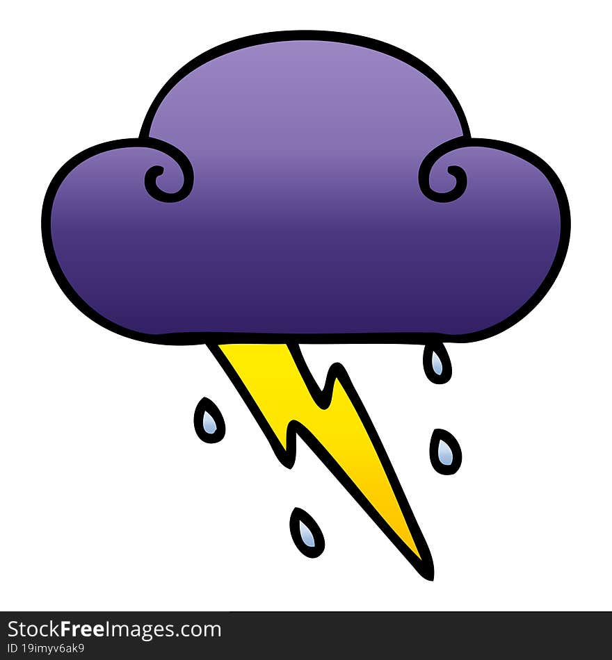 quirky gradient shaded cartoon thunder cloud