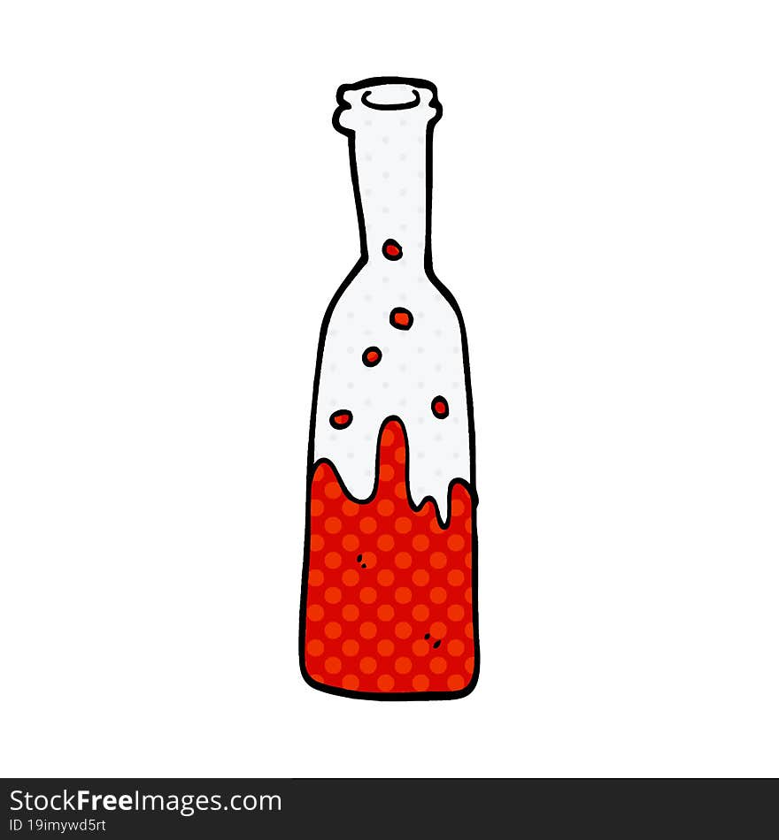 cartoon doodle bottle with sloshing wine